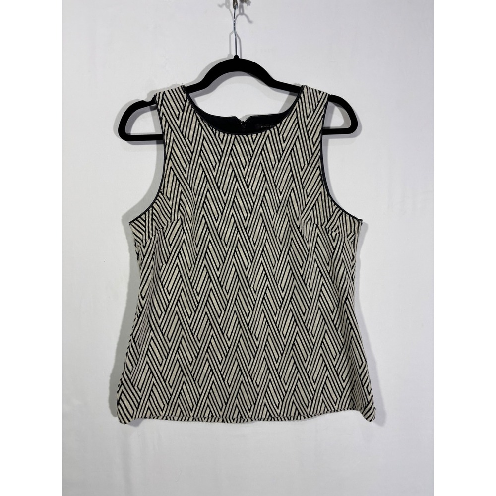 Preppy Geometric Jacquard Banana Republic Tank Top Women Medium Black White
